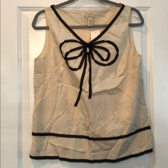 J Crew silk+ cotton blouse with bow